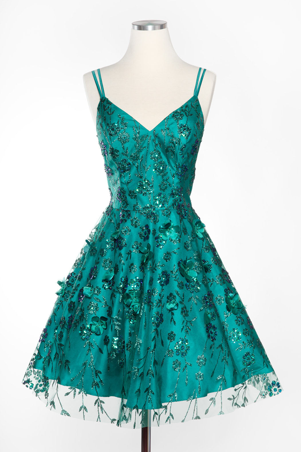 green silk wedding guest dress S2829M